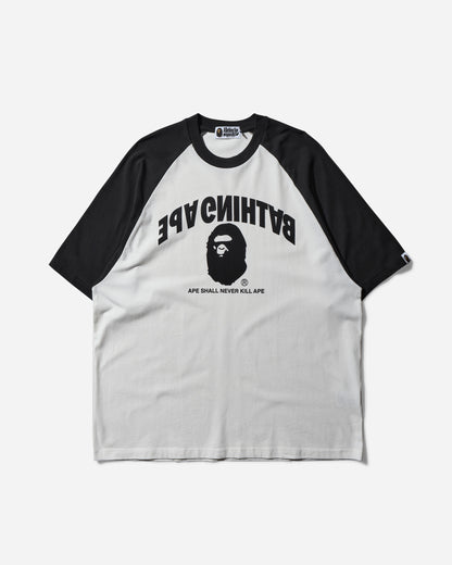 A Bathing Ape College Relaxed Fit Raglan Tee M Ivory T-Shirts Shortsleeve 1K80109303 IVORY