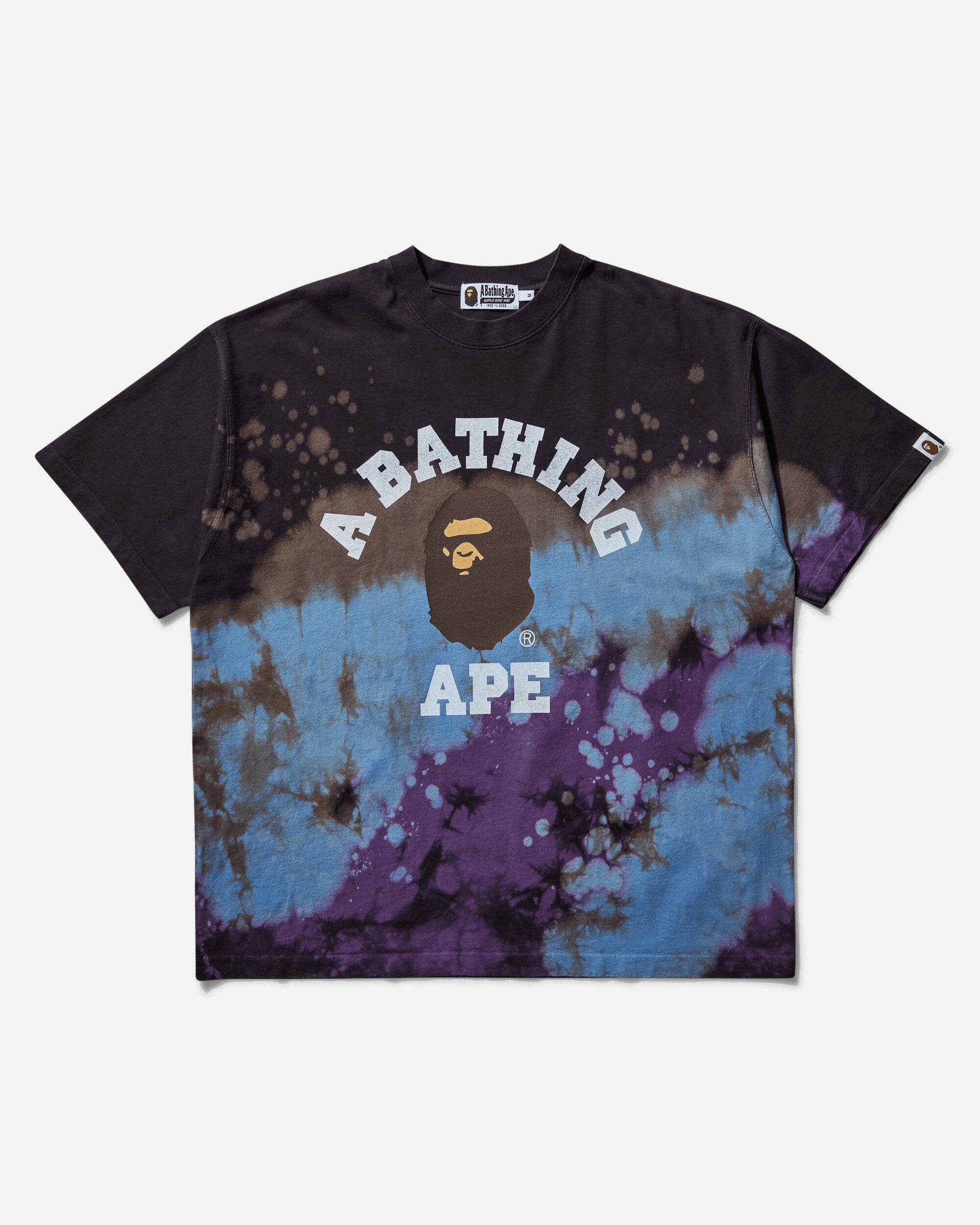 A Bathing Ape Tie Dye College Relaxed Fit Tee M Black T-Shirts Shortsleeve 1K80109003 BLACK