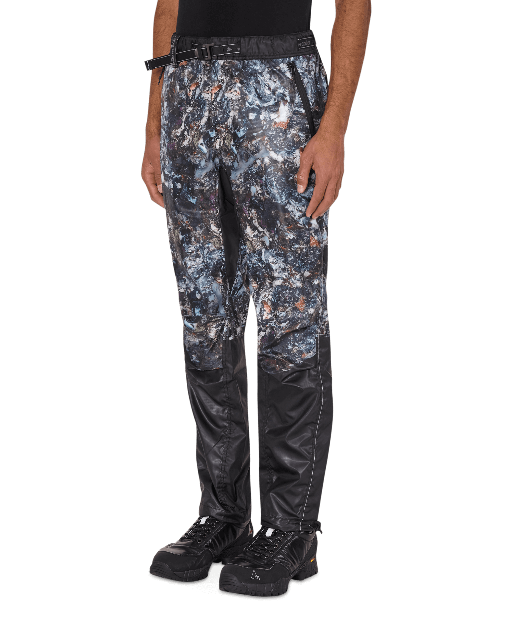 And Wander Stone Printed Rip Black Pants Trousers 5740222009 010