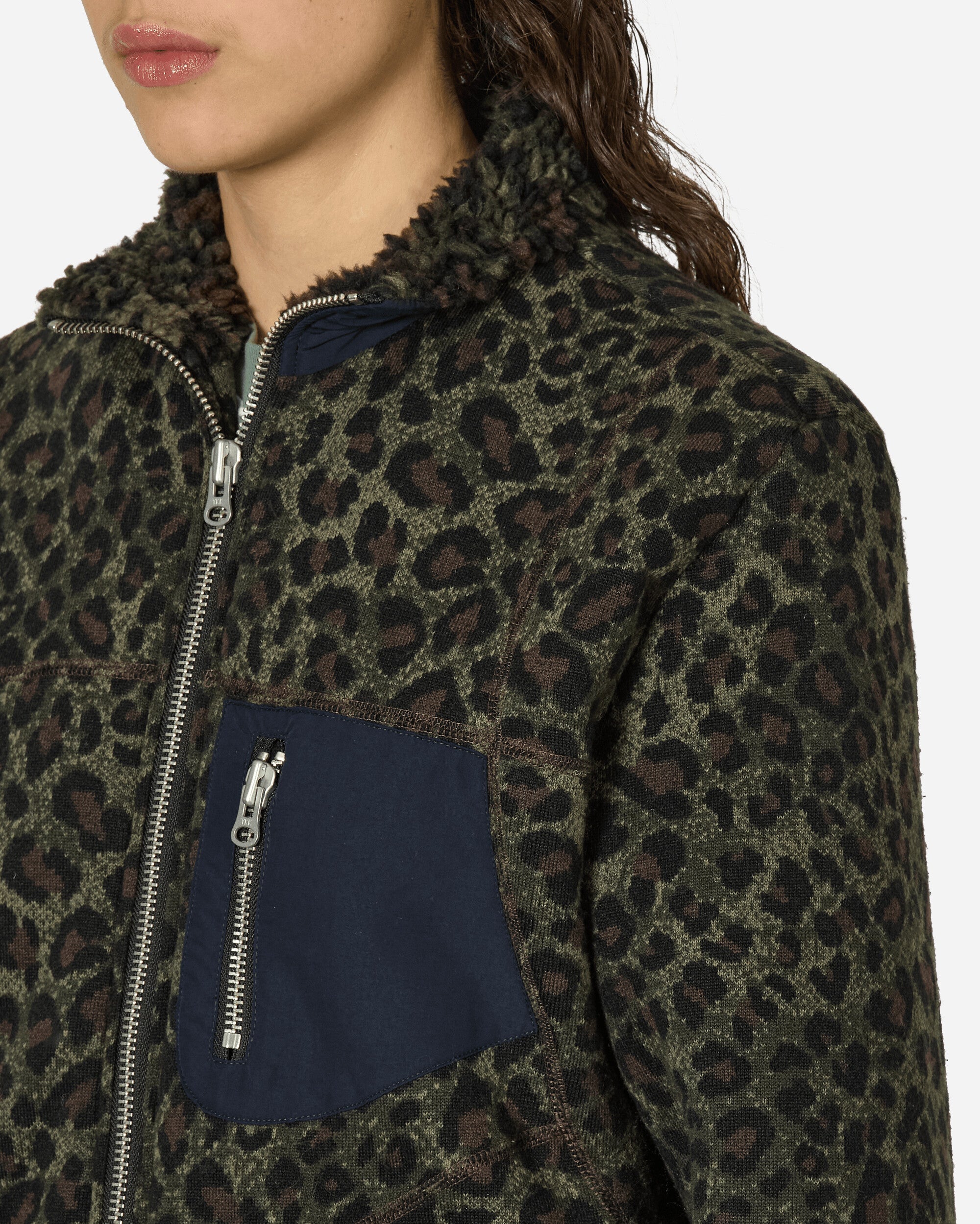 Brain Dead Leopard Reverse Sherpa Jacket Olive Coats and Jackets Fleece Jackets O09002268GR OLIVE