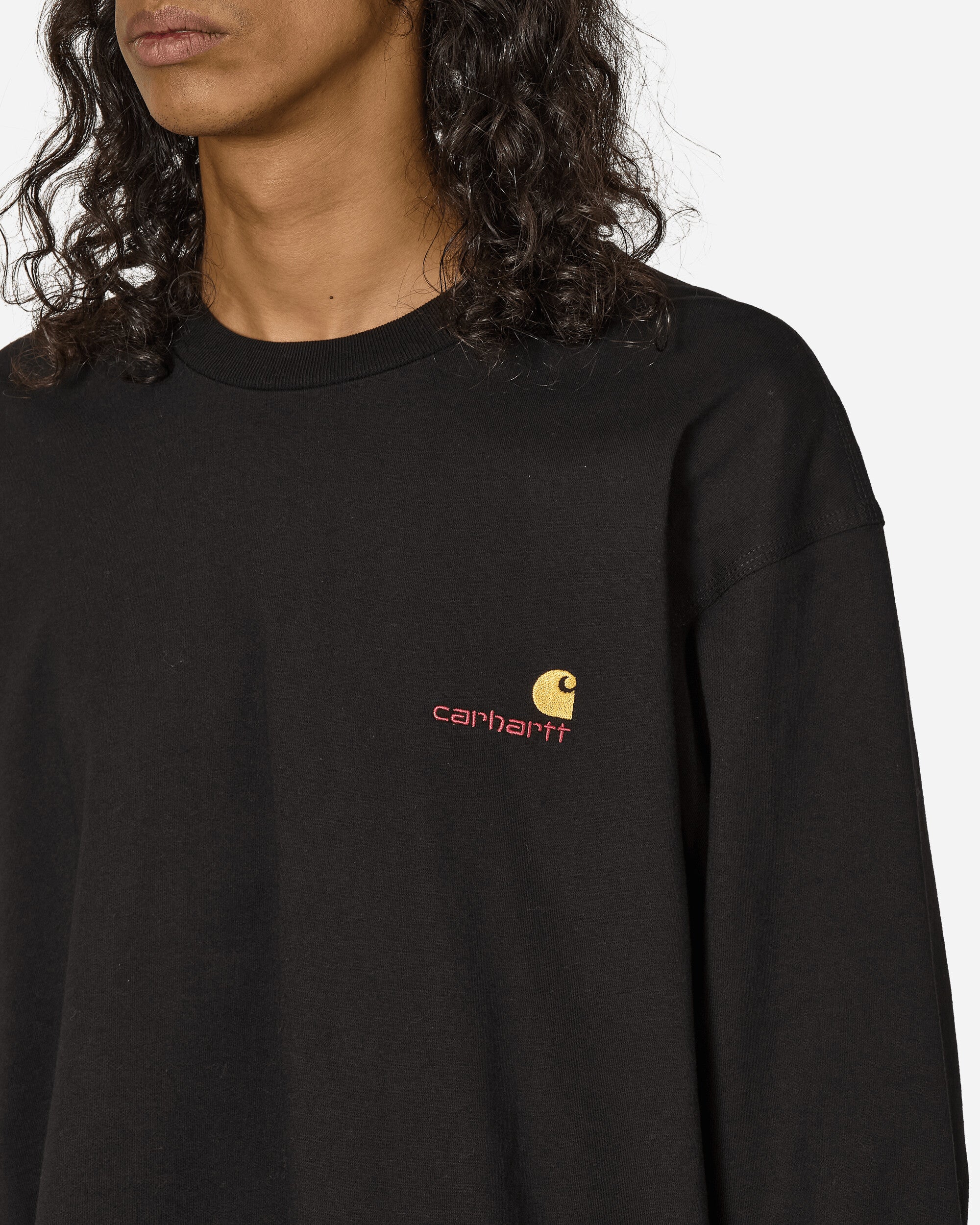 Carhartt WIP LS American Script T-Shirt Black T-Shirts Longsleeve I029955 89XX