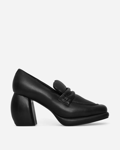 Clarks Wmns Cur Loafer 1 W Black Leather Classic Shoes High Heels 28476206 BLK