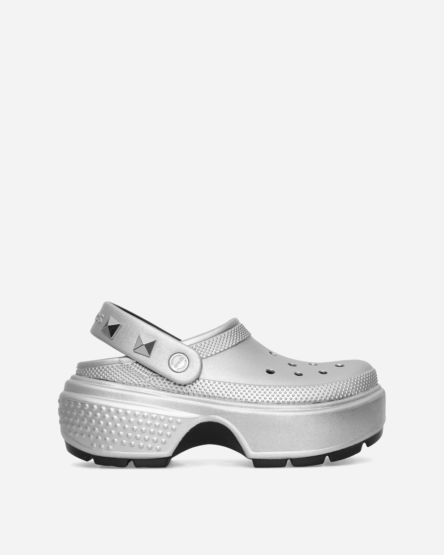 Crocs Wmns Stomp Metallic Clog Silver Sandals and Slides Sandals and Mules CR.210362 SIL