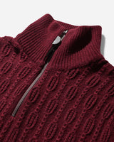 HYEIN SEO Wmns Troyer Knit Sweater W Gloves Burgundy Knitwears Sweaters FW24-KN3BD 001