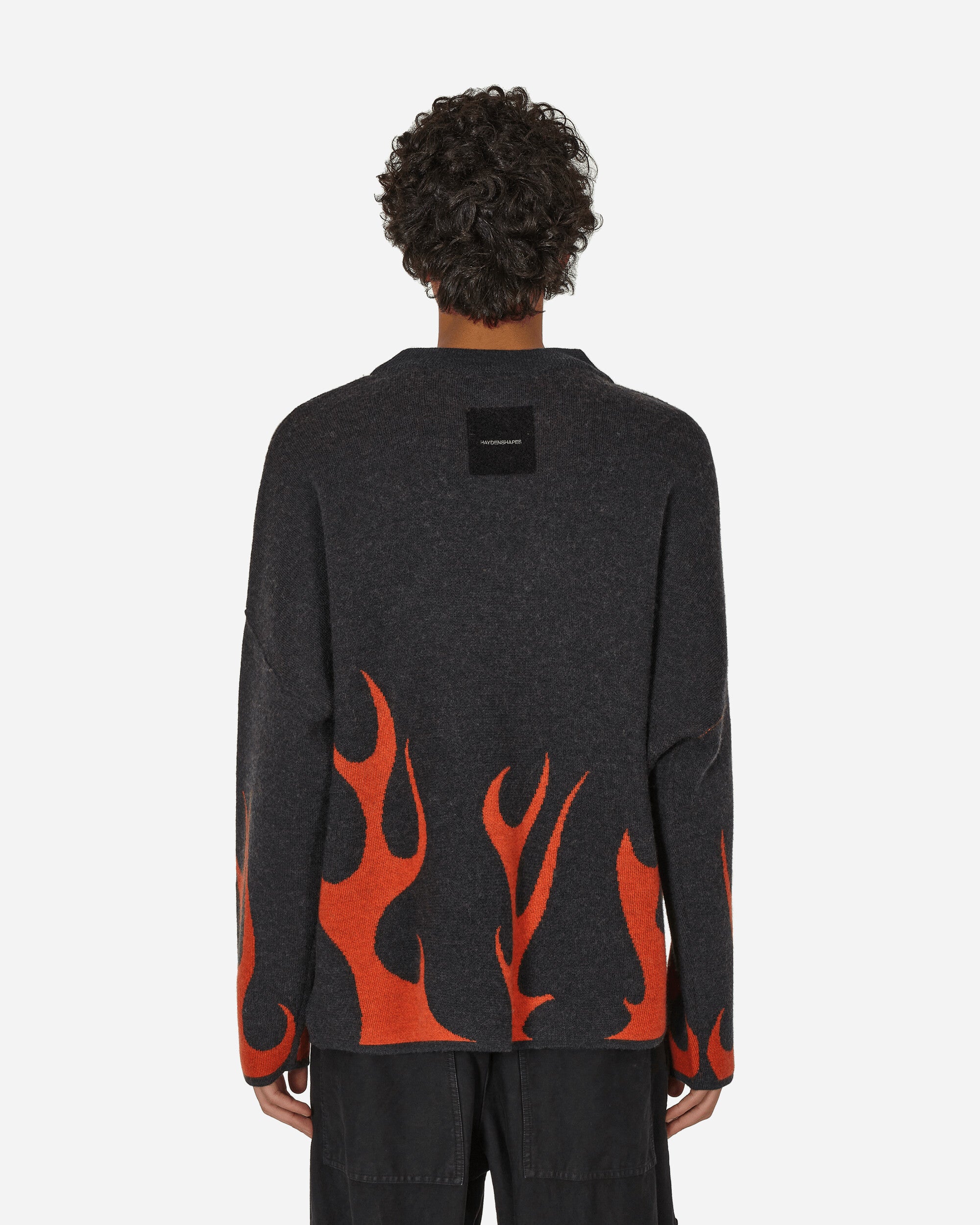 Haydenshapes Flame Game Knitted Sweater Black/Red Sweatshirts Crewneck HS23SN6001 020