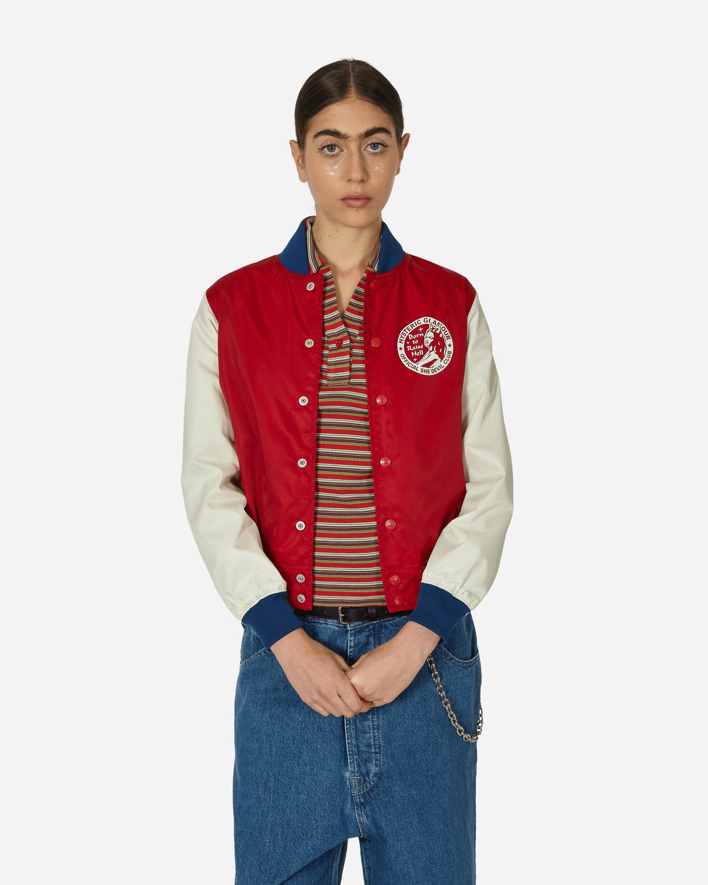 Hysteric Glamour Wmns Born To Raise Hell Jacket Red Coats and Jackets Bomber Jackets 01233AB04 RED