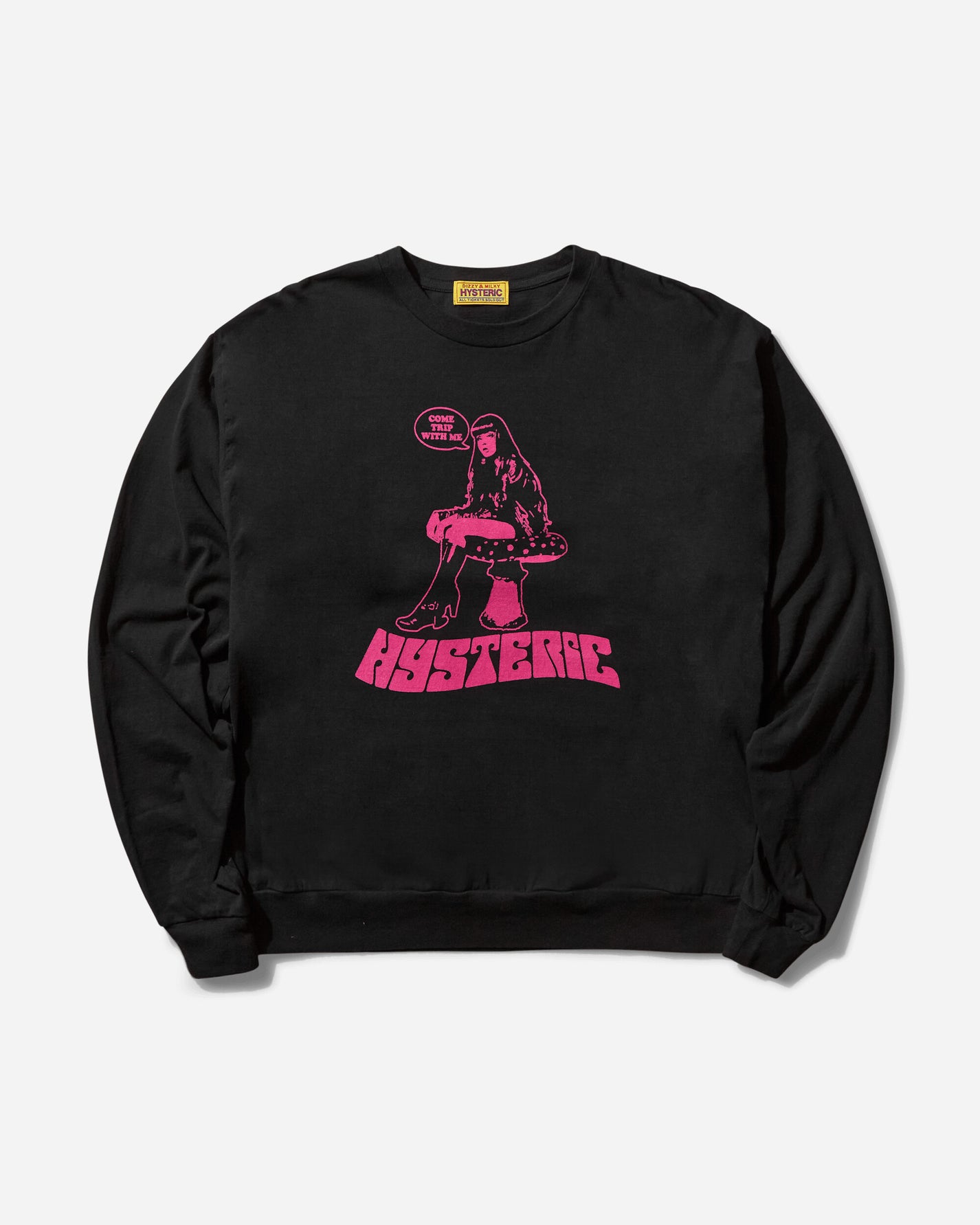 Hysteric Glamour Wmns Come Trip With Me Black Sweatshirts Crewneck CL119 B