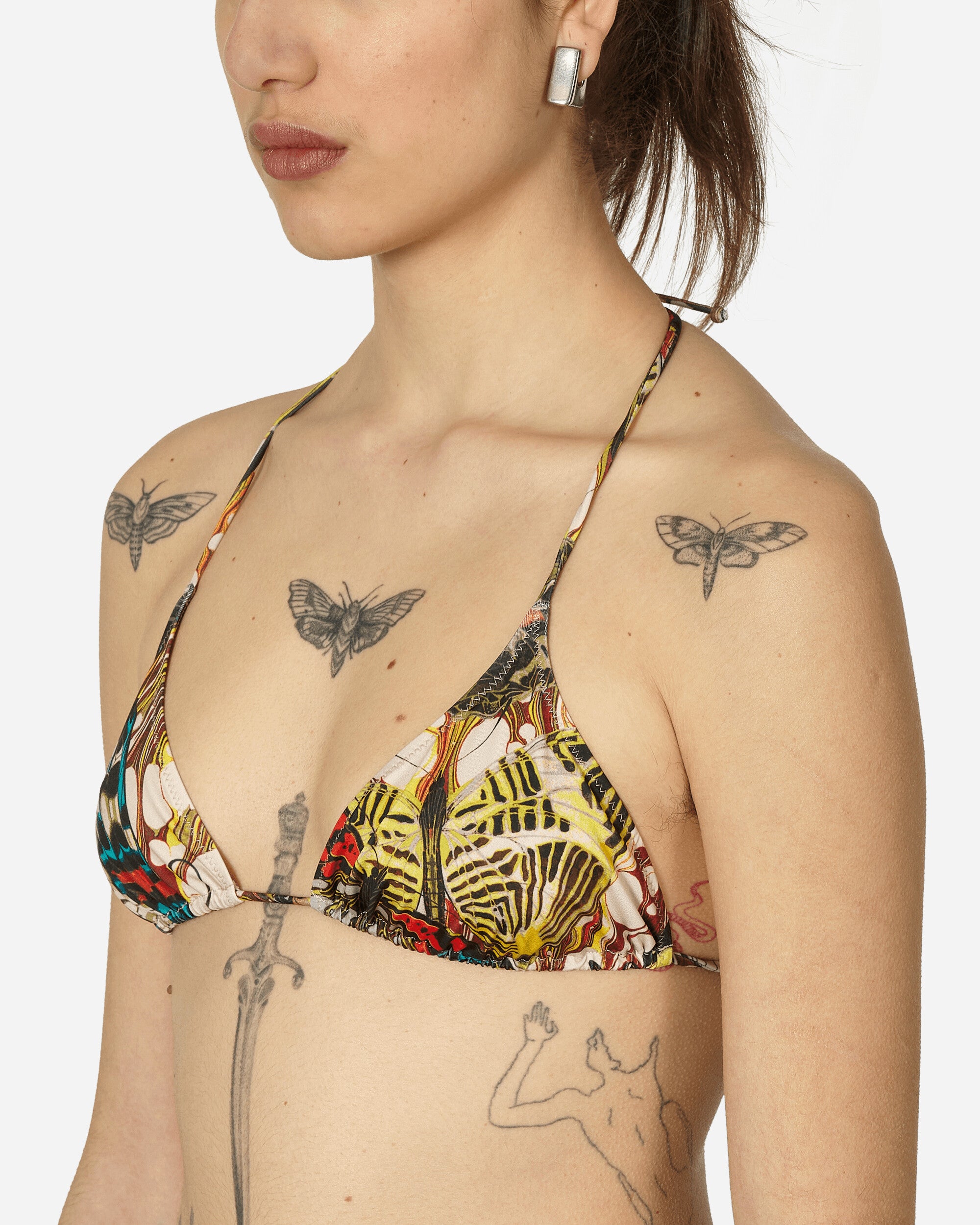 Jean Paul Gaultier Wmns Bikini Top Printed Papillon Yellow/Multicolor Swimwear Bikinis F-SG024-J538 1090