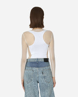 Jean Paul Gaultier Wmns Mesh Top With Rib White T-Shirts Longsleeve TO193B-T001 0101