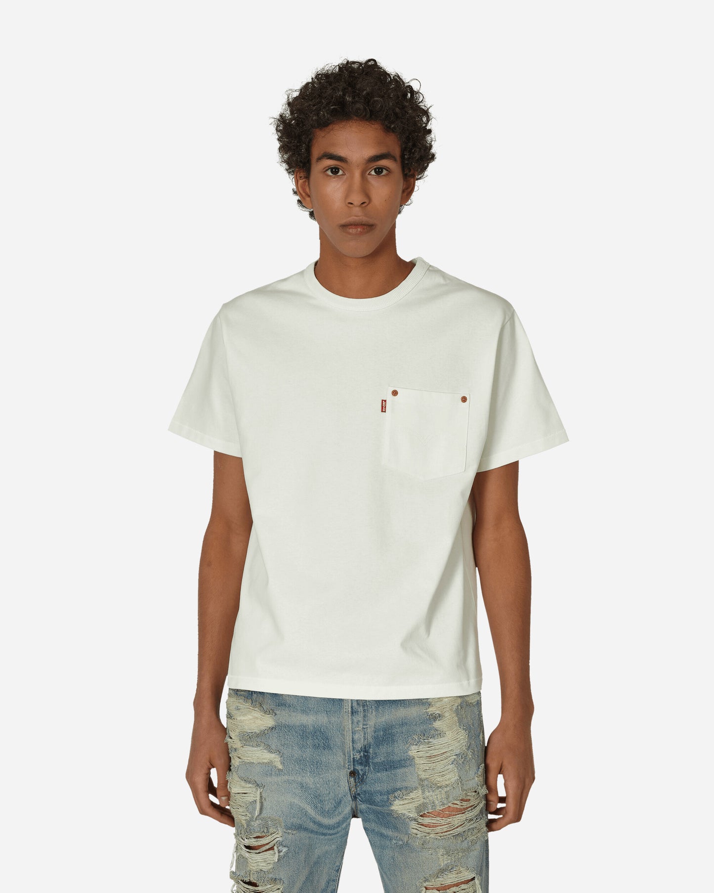 KENZO Paris Kenzo X Levi'S Pocket T-Shirt Blanc Casse T-Shirts Shortsleeve FD65TS036LE7 02