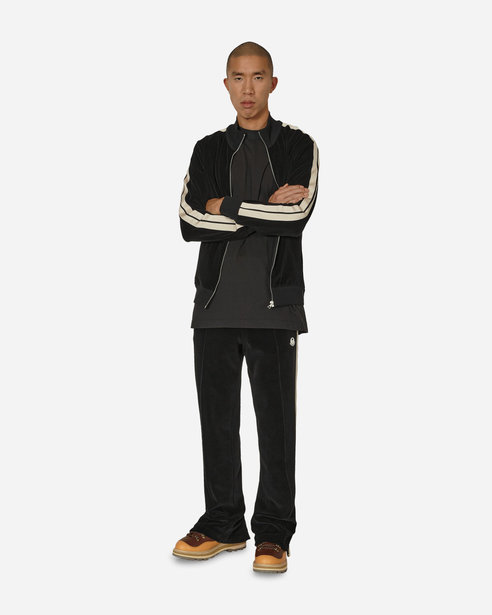 Moncler Genius Zip Up Cardigan X Palm Angels Black Sweatshirts Track Tops 8G0000189A6S 999