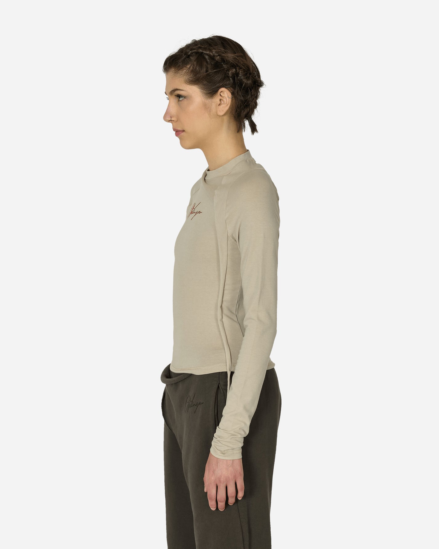 Ottolinger Wmns Deconstructed Fitted Longsleeve Sand Pebble T-Shirts Longsleeve 1150105121 BEI