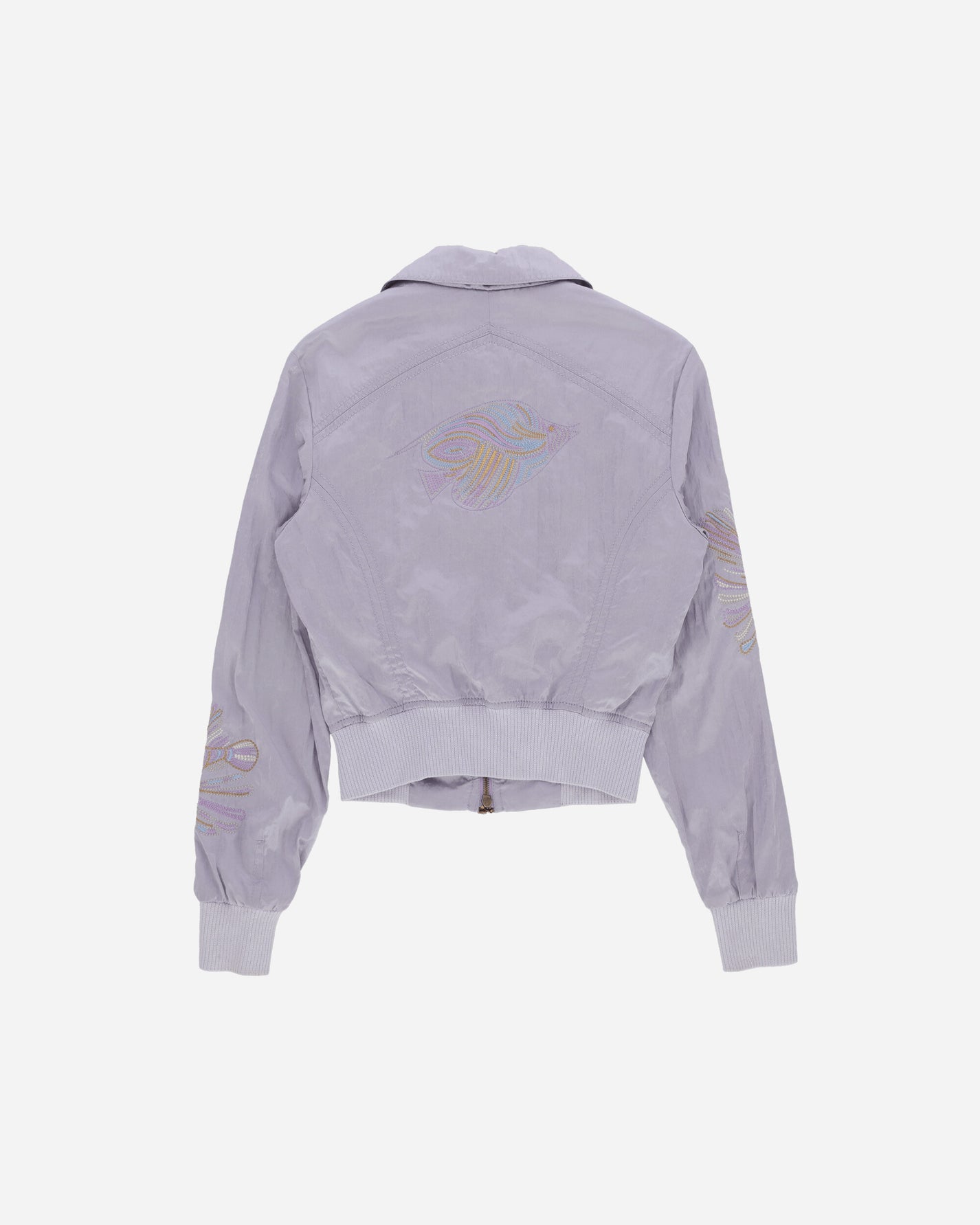 Pezze Vintage Wmns Satin Lilac Jacket With Fish Embroidery Grey Coats and Jackets Jackets 057244 1