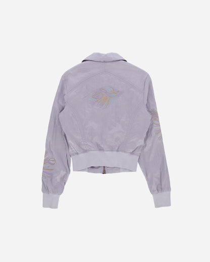 Pezze Vintage Wmns Satin Lilac Jacket With Fish Embroidery Grey Coats and Jackets Jackets 057244 1