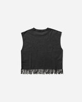 Satisfy Mothtech Cropped Fringed Muscle Tee Aged black T-Shirts Shortsleeve 11040 AB-OF