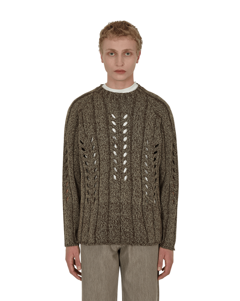 AURALEE - Mix Boucle Mesh Knit Sweater Brown