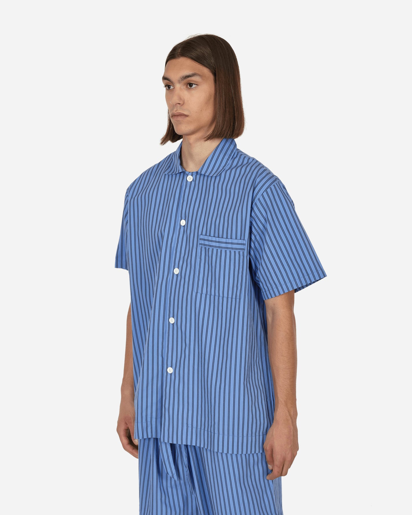 Tekla Poplin - Pyjamas Short Sleeve Shirt Boro Stripes Underwear Pajamas SWE BS